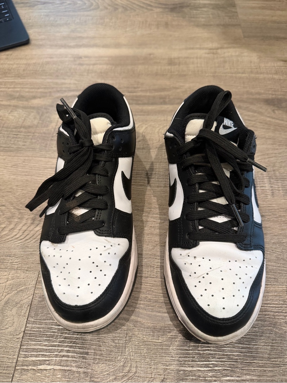 Nike Dunk Low Black and White Leather Sneakers - Picture 2 of 6